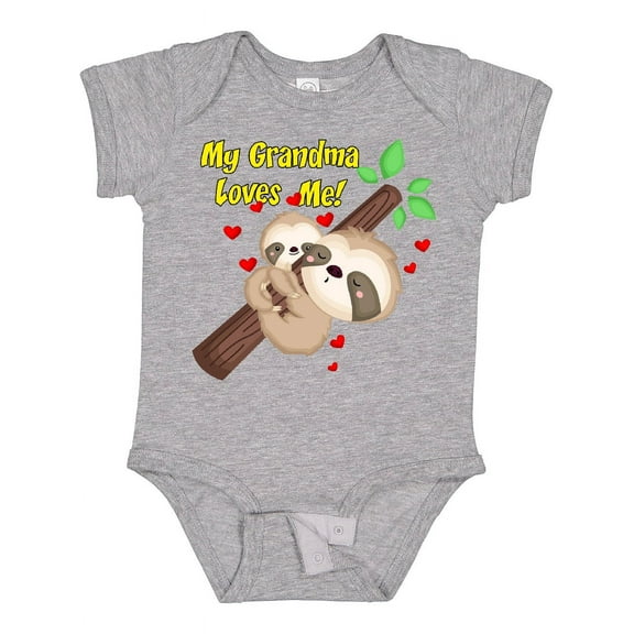 Inktastic My Grandma Loves Me Sloth Boys or Girls Baby Bodysuit