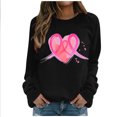 thumbnail image 2 of Womens Sweatshirts Plus Size Long Sleeve Round Neck Casual Print Loose Hoodless Sweatshirts Black 2XL, 2 of 3