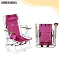 thumbnail image 4 of Tcbosik Backpack Beach Chair, 4-Position Folding Camping Chair with Headrest, Cup Holder and Wooden Armrests, Pink, 4 of 11