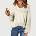 thumbnail image 3 of Women's Tunic Tops Casual V Neck Sweaters Long Sleeve Pullover Sweater Knit Jumper Tops, 3 of 7