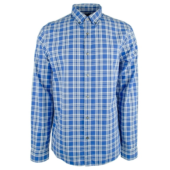 Men's Slim Fit Check Cotton Long Sleeve Shirt-NB-S