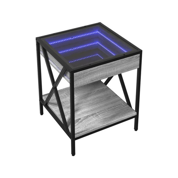 Mesa Auxiliar Radnick con Almacenamiento y Luz LED Efecto Infinito