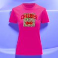 thumbnail image 3 of Playera Blusa De Cerezas Cherries Con Fondo Animal Print Vintage Color Fucsia Talla Grande Marca Emil SaEs, 3 of 4