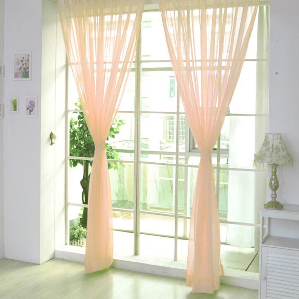 1 PCS Pure Color Tulle Door Window Curtain Drape Panel Sheer Scarf Valances 