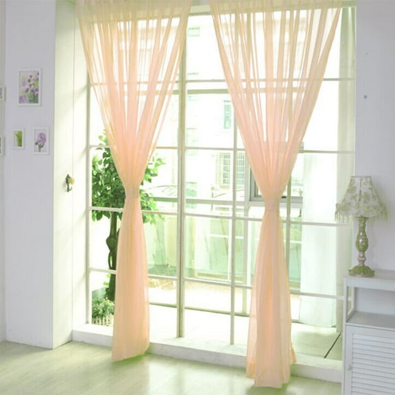 1 PCS Pure Color Tulle Door Window Curtain Drape Panel Sheer Scarf Curtain For Windows