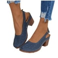 thumbnail image 4 of Viluyesy Women's Block Heeled Sandals, Adjustable Buckle Hollow Up Closed Toe New Style Comfortable Dress Shoes Blue, 4 of 9