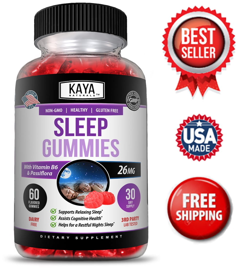 Kaya Naturals Sleep Gummies Supplement 60ct, Fall Asleep Fast and Stay Asleep, Sleeping Aid Gummy