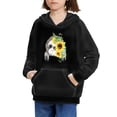 thumbnail image 3 of Xoenoiee Girls Hoodies Hooded Sweater Long Sleeve Top Pullover Hoodies with Kangaroo Pocket for Fall Winter Athleticwear for Kids, Sunflower Sloth Pattern, XL, 3 of 7