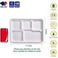 thumbnail image 2 of JOLLY CHEF Compostable 𝟱 Compartment Paper Plates 𝟭𝟭 * 𝟴 𝗶𝗻𝗰𝗵 [𝟭𝟬𝟬 𝗣𝗮𝗰𝗸] Heavy Duty White Divided Disposable Plate Eco-Friendly Biodegradable Food Tray for Party Lunch Dinner Christmas, 2 of 4