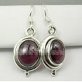thumbnail image 2 of SilverStarJewel Sterling Silver Garnet Earrings 1.3" Women Handmade Jewelry, 2 of 3