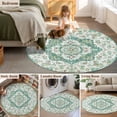 thumbnail image 5 of Round Rugs 6Ft, Turquoise Boho Round Area Rug Washable Indoor Throw Carpet, Vintage Abstract Art Floral Ethnic Tribe Soft Non Slip Circle Rug for Office Cabinet Home Decor Aesthetic, 5 of 8