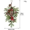thumbnail image 4 of 3pcs Christmas Teardrop Swag Garland Artificial Winter Greenery with Red Berries Pine Cones, Rattan Hanging Decor for Wall Door Window, Festive Holiday Decoration for Front Door Home Decor, 4 of 9
