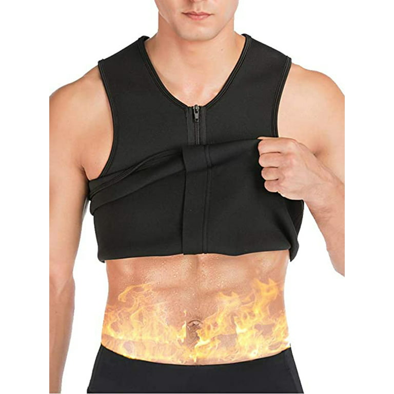 FOCUSSEXY Men Waist Trainer Vest Zipper Vest Weight Loss Hot Sweat Slimming  Body Shaper Neoprene Sauna Suit Workout Tank Top Weight Loss Shapewear
