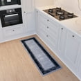 thumbnail image 3 of Ottomanson Border Bathroom Runner Rug 20" x 59" - Non Slip Low Pile Carpet, Gray/Navy, 3 of 13