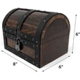 thumbnail image 3 of Nautical Cove Handmade Wooden Treasure Chest Storage Box – Deluxe Design with Real Leather Accents, Working Iron Lock & Skeleton Keys, Decorative Keepsake Chest (Small - 8 × 6 × 6"), 3 of 8