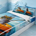 thumbnail image 2 of Erosebridal Marine Cat Zipper Twin Comforter Sets with Fitted Sheet and 2 Pillowcases, Coastal Pet Zipper Bedding Set, Reversible, 2 of 7