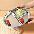 thumbnail image 2 of 2PCS Stainless Steel Kids Plates 9 Inch Toddler Divided Plates with Removable Silicone Sleeves 4 Suction Cups, 2 of 7