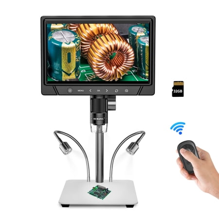 BEBANG 7" LCD Digital Microscope for Adults, 1200X Soldering Microscope, Coin magnifier for Error Coins, 32G