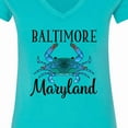 thumbnail image 4 of Inktastic Baltimore Maryland Vacation Blue Crab Women's V-Neck T-Shirt, 4 of 5