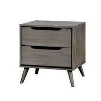 Benzara Lennart Mid-Century Modern Nightstand, Gray