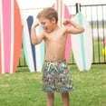 thumbnail image 4 of FORMRS Boys Swim Trunks Quick Dry Mesh Lining Beach Boardshorts, Sizes XS-XL, Green Cartoon Trucks Pattern, 4 of 7