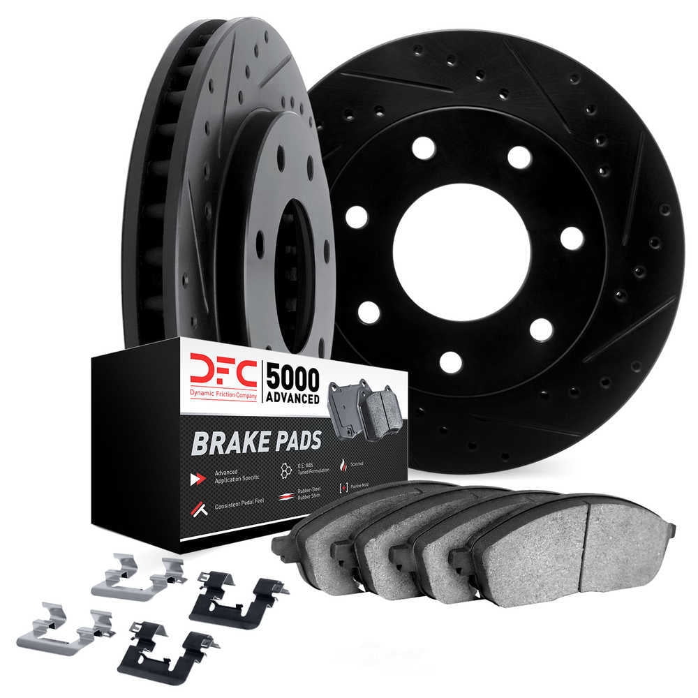 Dynamic Friction Company 8512-54207 DFC Rotors-Drilled and Slotted-Black with 5000 Advanced Brake