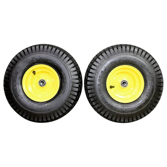 YeSayH Set of 2-15x6.00-6 Tires & Wheels Assembly for Lawn & Garden Mowers, 4 Ply Turf Tires with .75" Precision Bearings, Yellow