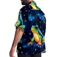 thumbnail image 3 of Starry Sky Frog Men's Short Sleeve Spread Collar Tops, Casual Button Down Shirts, Printed Summer Beach Shirts, Unisex, 3 of 6