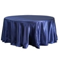 thumbnail image 5 of Efavormart 108 Inch Satin Round Tablecloth, Washable Linen Table Cover, Decorative Silky Fabric for Wedding, Party, Banquet Events - Navy Blue, 5 of 9