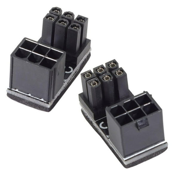 Set of 2 And Bottom GPU Angle Adapters for Desktop Graphics Card, Black Color - 6PIN