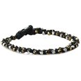 thumbnail image 1 of Ilanava Single Color Multi Faceted Bead Strand Intertwined Black Deerskin Leather Bracelet, 1 of 1