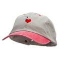 thumbnail image 2 of Hooked Heart Embroidered Pigment Dyed Wash Cap - Beige Red OSFM, 2 of 5