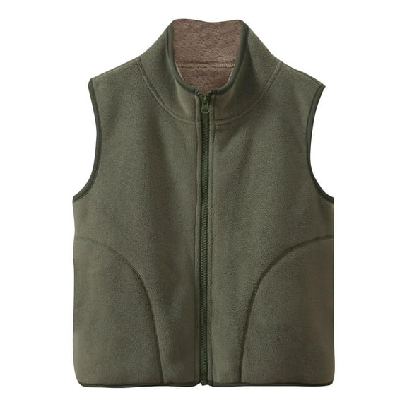 SELONE Vest Toddler Boy with Pockets Fleece Zipper Solid Sleeveless Fall Winter Outwear Army Green 7 Years