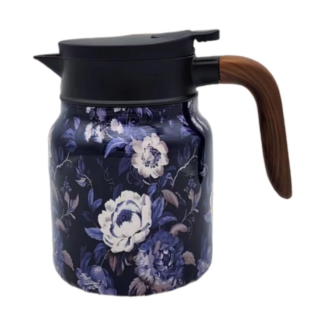 Tetera al vacío, jarra para agua caliente, tetera Floral, a prueba de fugas, reutilizable, retención de calor, hervidor aislado de gran capacidad para violeta