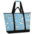 thumbnail image 2 of WOBOGO Unicorns Rainbows Blue Pattern Tote Cooler Bag Fold Flat Insulated Shopping Bag With Zipper For Work Picnic Beach Use 18×6.7×24in, 2 of 8