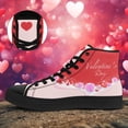 thumbnail image 3 of Coolcustomize Women's Lace-Up High-top Sneakers/Painters - Pink-Red Heart Pattern Round Toe Casual Shoes, Fabric Upper Boots, Rubber Sole Canvas Shoes for Valentine's Day, Outdoor, Daily Wear, 3 of 10