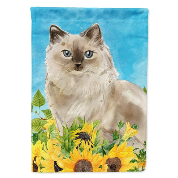 Carolines Treasures CK3157CHF Ragdoll in Sunflowers Flag Canvas House Size  Large multicolor