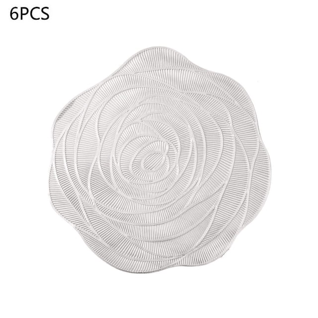 Rose harina mat PVC resistente a altas temperaturas posavasos aislamiento mat 6PCS