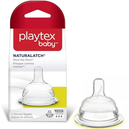 4 Pack - Playtex Baby NaturaLatch Silicone Nipple, Fast Flow 2 ea