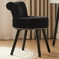 thumbnail image 5 of Black Velvet Vanity Chair with Low Back Small Makeup Stool Chair Tufted Accent Chairs for Dressing Room Bedroom Bathroom and Living Room(Round-Black), 5 of 6