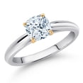 thumbnail image 2 of Gem Stone King 0.71 Cttw Cushion White Zirconia 10K White and Yellow Gold Engagement Ring for Women | Wedding Engagement Anniversary Promise Ring for Women | Available in Size 5, 6, 7, 8, 9 | Size 6, 2 of 4