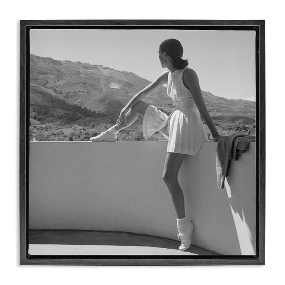 Stupell Industries Eclectic Woman In Tennis Outfit Black Floating Frame Canvas Art, 18 x 18, by Toni Frissell