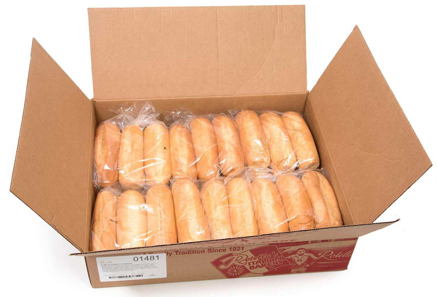 Rotellas Italian Bakery Philly Hoagie, 8 inch - 6 count per pack -- 6 packs per case