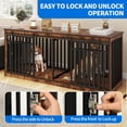 thumbnail image 4 of Dextrus 71" Large Double Dog Crate Kennel Furniture with 4 Dog Bowl, Sliding Doors for 2 Medium Dogs, Heavy Duty Wood TV Stand Dog Cage Table - Rustic Brown, 4 of 10