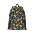 thumbnail image 2 of Honeii Pumpkin Print Canvas College Laptop Backpack, Durable Rucksack Travel Notebook Bag School Backpack Book Bag for Men Women-Medium, 2 of 7