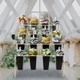 thumbnail image 6 of POWKOL Wrought Iron Plant Stand with 4 Wheels, 4 Layers Movable Flower Display Rack with 16 Buckets, Heavy Duty Florist Bouquet Shelf for Patio, Garden, Fresh Flower Shop.(Black Square Buckets), 6 of 7