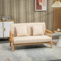 HOMCOM 48" Modern Loveseat Sofa Small Couch for Small Spaces, Beige