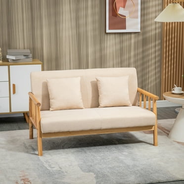 HOMCOM 48" Modern Loveseat Sofa Small Couch for Small Spaces, Beige