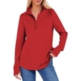 thumbnail image 2 of DDAPJ pyju Oversized Sweatshirt for Women Thumb Hole Long Sleeve Quarter Zip Pullover Fall Fashion Casual Mock Neck Sweatshirts, 2 of 10