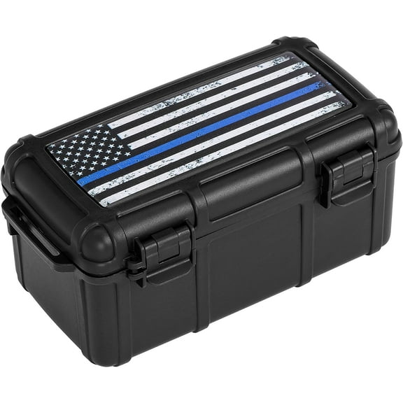 Cigar Caddy Waterproof Travel Cigar Humidor for 15 Cigars, First Responders Series, Blue Line
